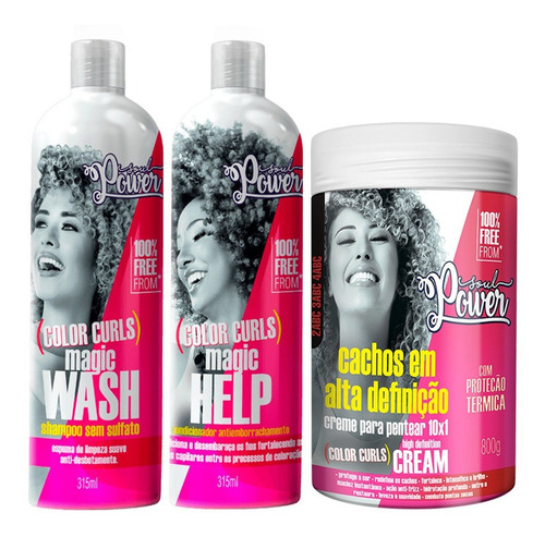 Kit Color Curls Soul Power Sh. + Cond. + Cr. De Pentear 800g