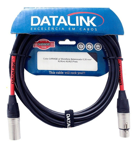 Imagem 1 de 1 de Cabo Para Microfone Balanceado Xlr Xlr Datalink Garage 1m