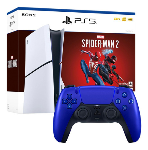 Consola Playstation 5 Ps5 Slim Spider Man 2 Y Mando Azul