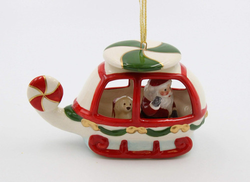 Ornamento De Árbol De Navidad De Helicóptero De Cerámica De