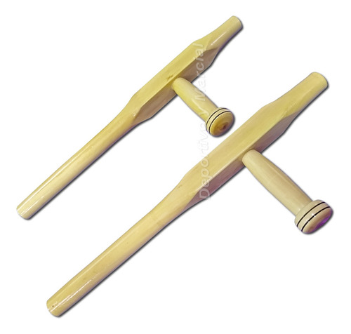 Par De Tonfas Okinawense Madera Blanca Laqueadas Kobudo En3x