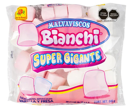 Pack 2 Bombon Malvavisco Super Gigante Blanco/rosa Dela Rosa