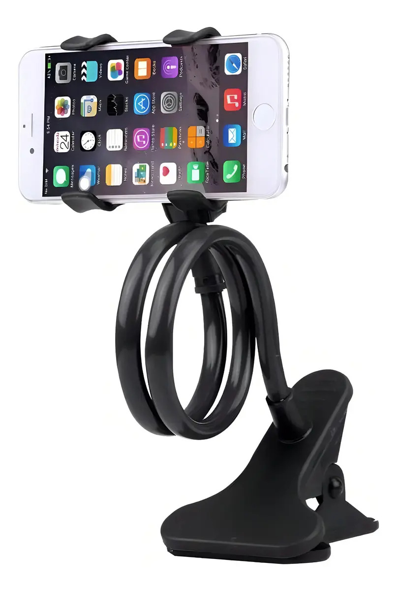 Suporte Celular Uso Escrivaninha Cabeceira Cama Mesa Cor Preto