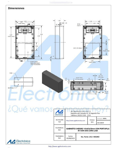 Gab 143x83x38mm C/pp 9v Con Una Cara Lisa 251-i-negro