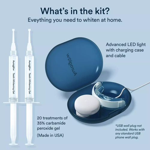 Kit De Blanqueamiento Dental Auraglow Con Luz Led