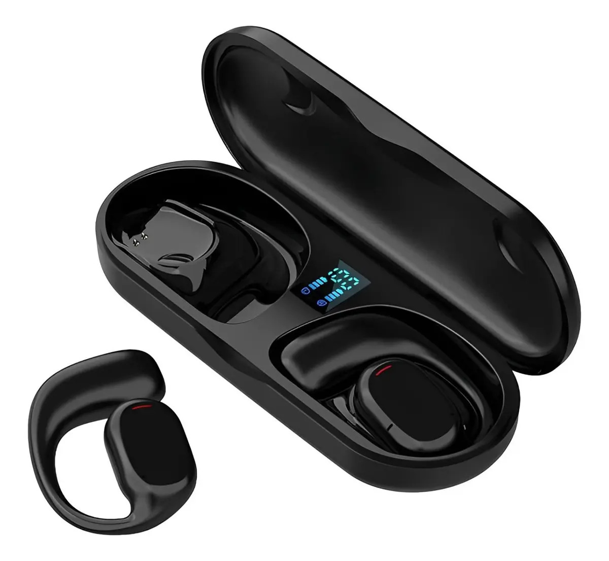 Fone Bluetooth Esportivo Compatível C/ iPhone E Android Cor Fone Preto Gancho Bluetooth