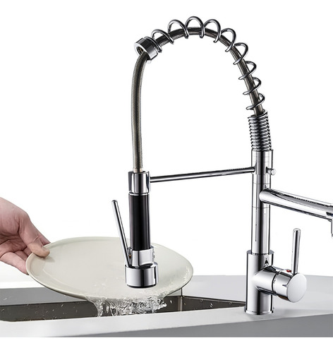 Grifo De Cocina Con 2 Salida Mezcladora Para Fregadero Acabado Mate Color Plateado