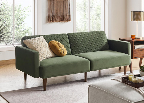 Sofá Cama Futón Moderno Verde Oliva Para Sala De Estar