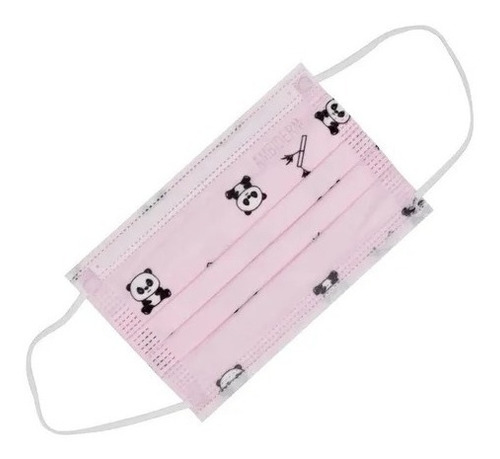 Cubrebocas Infantiles Tricapa Plisado Ambiderm Caja/50 Pz Color Rosa con Pandas