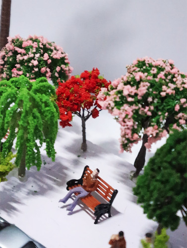 5 Arbol Arbusto Maqueta Rojo Otoño Modelismo Escala 4 Cm