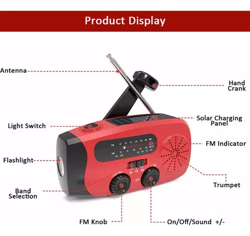 Radio De Emergencia Solar Dynamo Linterna Power Bank Sos