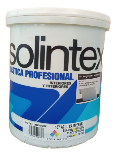 Pintura Solintex 100 Plastica Profesional Azul Campesino