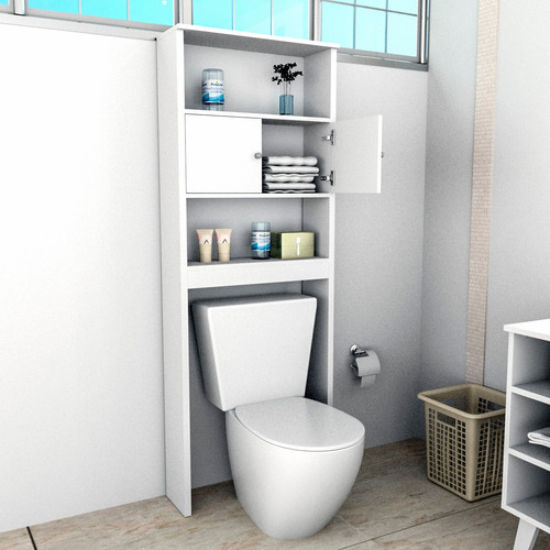 Armario Para Baño Con 2 Puertas Y 3 Estantes Blanco