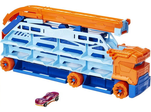 Remolque Pista De Carreras Hot Wheels Convertible Color Azul claro