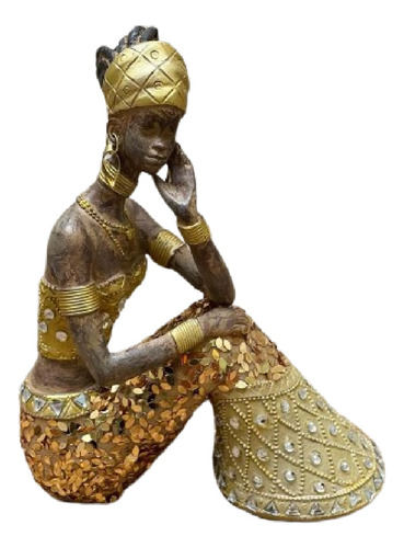 Figura Africana En Resina Y Nacar 20 Cm Importada De Oriente