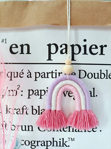 Atrapasueños Macrame Decorativo Arcoiris Multicolor Colgante Color Rosado