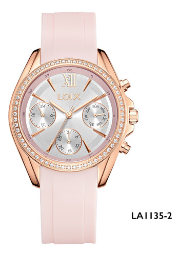 Reloj Dama Loix® La1135-2 Rosado Con Oro Rosa,  Plateado