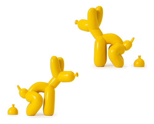 Artconal Escultura De Perro Con Globo Amarillo (juego De 2).