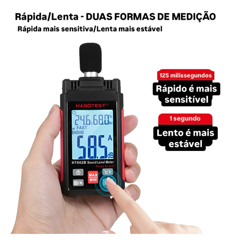 Decibelímetro Habotest Ht602b Portátil 130 Db Capa