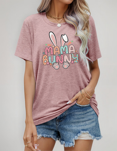 Playera Estampada De Manga Corta Con Cuello Redondo Casual D