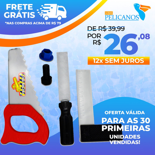 Imagem 2 de 7 de Ferramentas Infantil Régua Lixadeira Carpinteiro Serra Porca