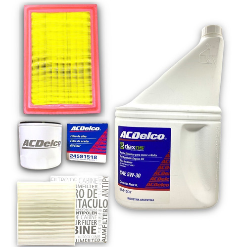 Kit Service 4l Aceite 5w30 + 3 Filtros Chevrolet Spin Onix