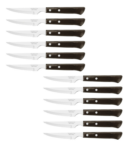 Cuchillo Polywood Tramontina Mango Español Roble Pack X12