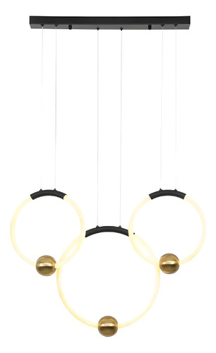 Pendente Mondo Preto Bella Led 41w Ka003 Acrilico 74cm 3000k 110v/220v