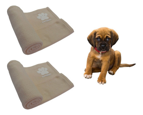 2 Cobijas Térmicas Para Mascota Medianas De 70cm X 70 Cm Color Beige