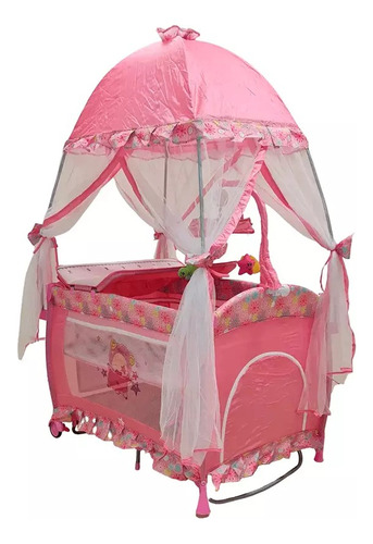 Starkids Cuna Corral Draco Con Toldo Color Rosa claro