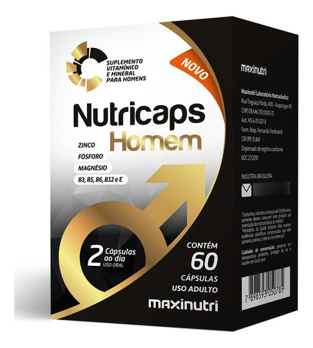 Nutricaps Homem Vitaminico  Zinco 60 Capsulas Maxinutri