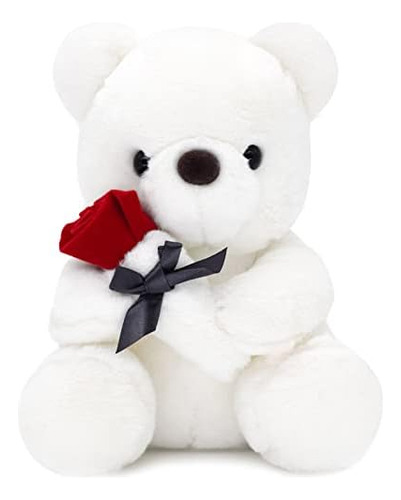 9.8'' Teddy Bear With Rose, Soft Plush Bear Doll Stuffe...