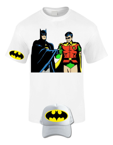 Camiseta Manga Corta Batman Y Robin Obsequio Gorra X