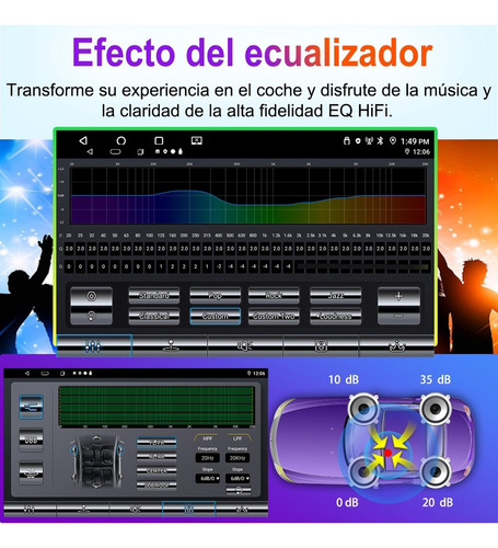 Autoestéreo 1 Din 4+32g Pantalla Táctil 10 Pulgadas Gps Bt Negro