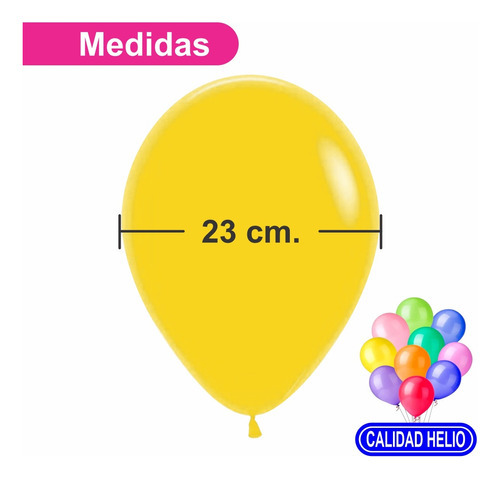 Bolsa De Globos De Látex No. 9 Granmark 72 Piezas Pingmk1 Color Amarillo