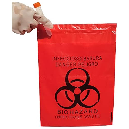 100 Bolsas De Residuos Infecciosos Stickon Biohazard De...