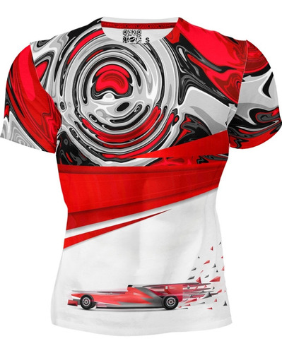 Playera Full Print Dia Del Padre Coche Linea Distorsión Rojo