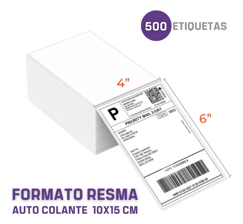 500 Etiqueta Térmica Sem Rolo 10x15 /100x150 Resma Serrilha 