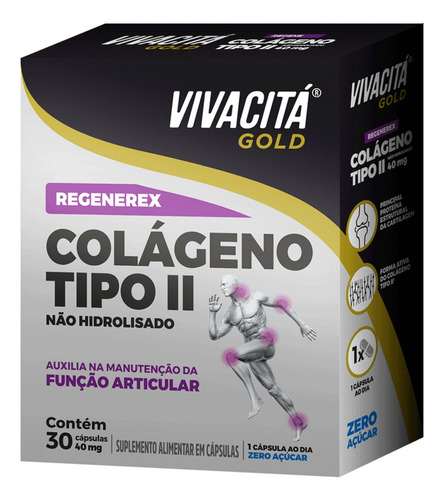 Kit 3x Colágeno Tipo Ii 2 Regenerex Vivacita Gold 30cápsulas
