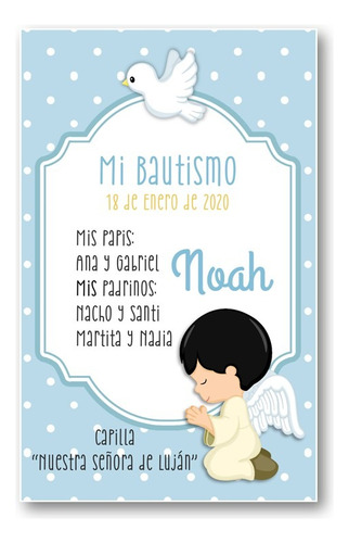 Mini Kit Imprimible Bautismo Angelito Nene Mod.2 + Estampita