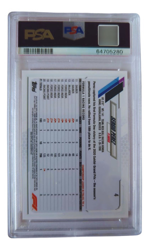 Sergio Checo Perez Tarjeta Topps Chrome F1 Psa Gem Mt 10 (Usado)