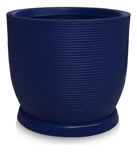 Vaso De Planta + Prato Redondo De Polietileno 60x56 Azul