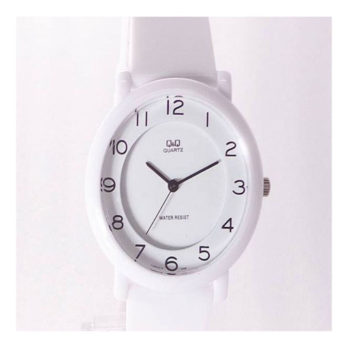 Reloj Pulsera Q&q Análogo Malla De Pvc Color Blanco Febo