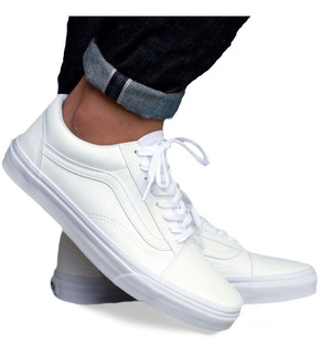 tenis vans de piel blancos