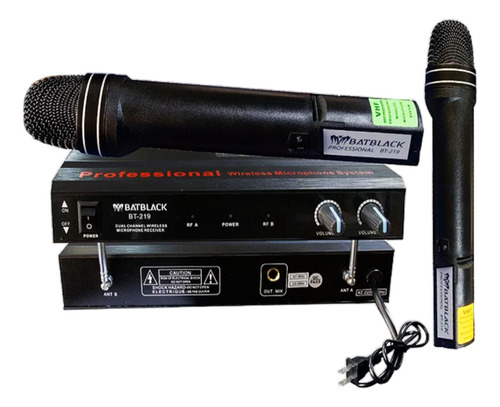 Micrófono Inalámbrico Doble Manual Vhf Bt-219 Batblack