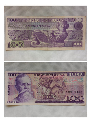 Billete De 100 Pesos De Méjico. 1982.