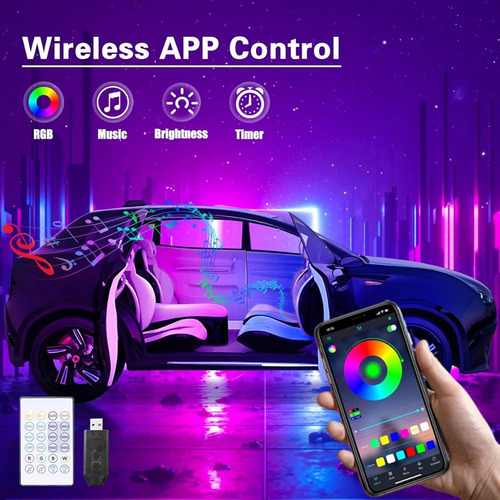 Luces Led Acrílicas Para Auto Con Control Remoto Y App