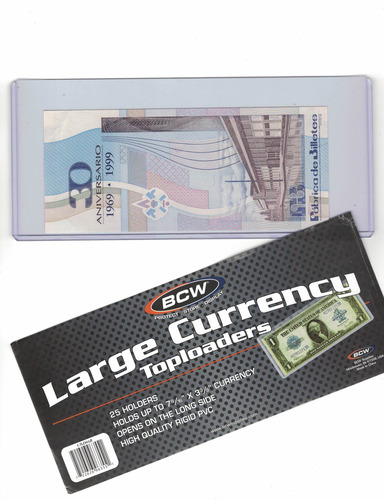 5 Micas Rígidas Bcw Para Billetes Y Cheques Grandes - Largos