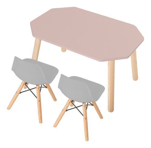 Set De Mesa Y Sillas Infantiles En Madera Para Niños Y Niñas Rosa