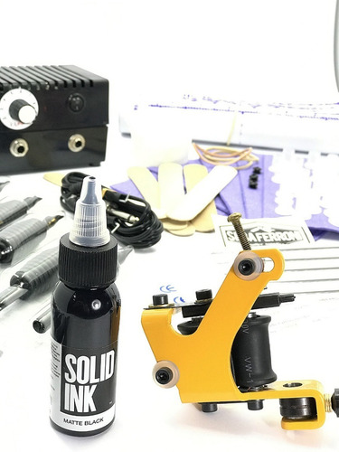 Kit Para Tatuar Tattoo Tinta Solid Ink Usa Fte.y Maquina Nac